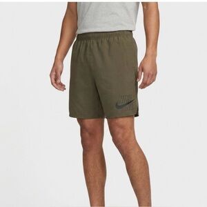 Nike Men’s Lined Athletic Shorts XL Army Green Swoosh Running Training Workout